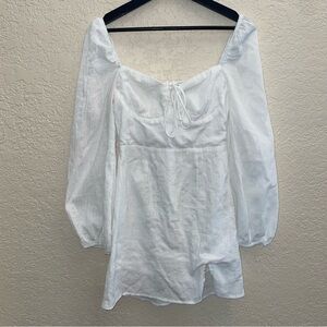 Princess Polly white cotton long sleeve mini dress